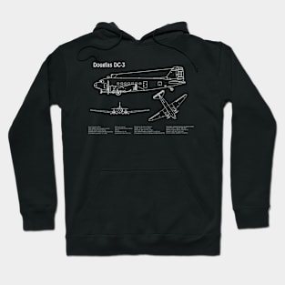 Douglas DC-3 - Airplane Blueprint - PDpng Hoodie